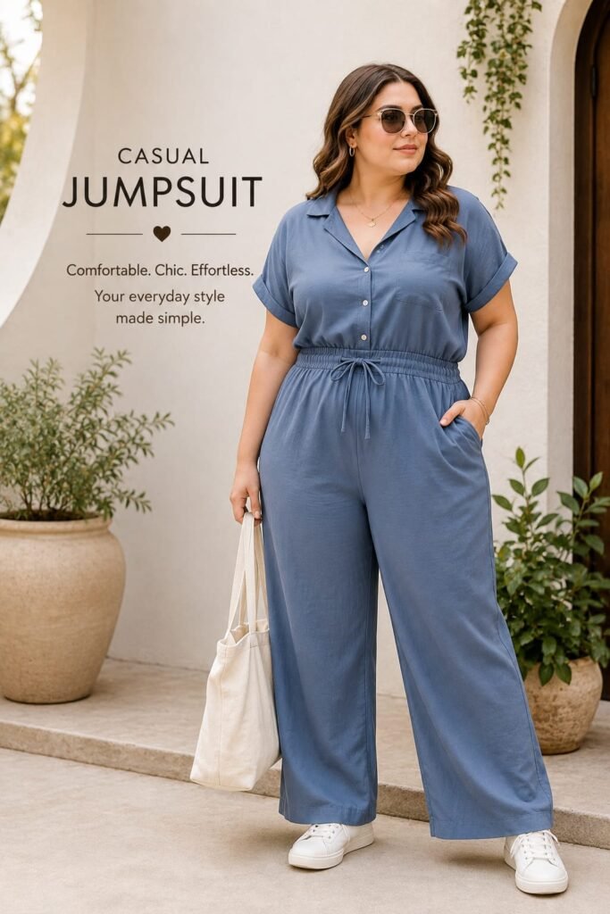 Relaxed jumpsuit with sneakers