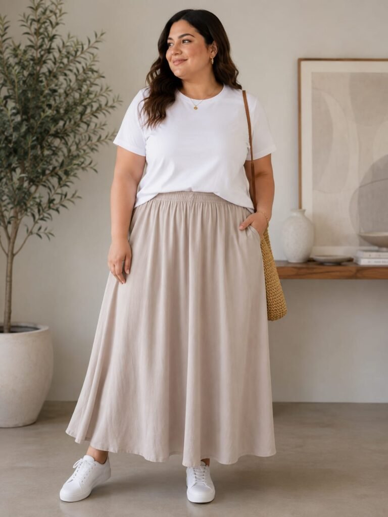 Long skirt nd simple tee for plus size