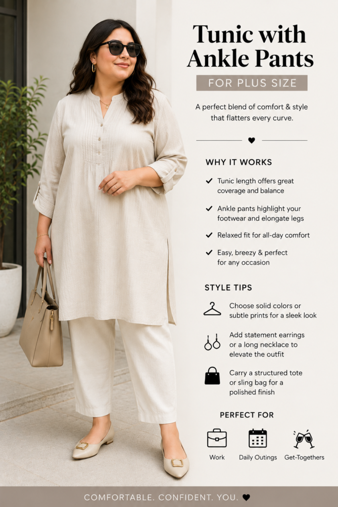 Tunic with ankle pants for plus size
