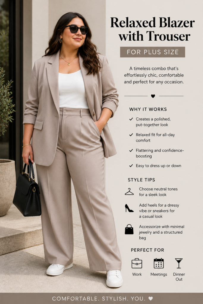 Relaxed blazer with trouser for plus size