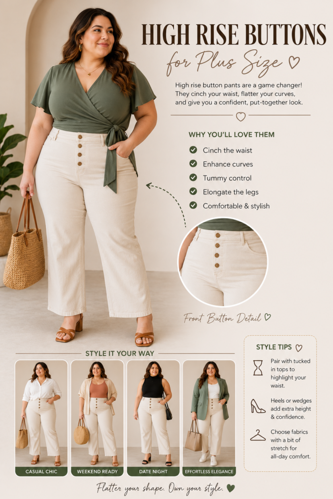 High rise buttons for plus size