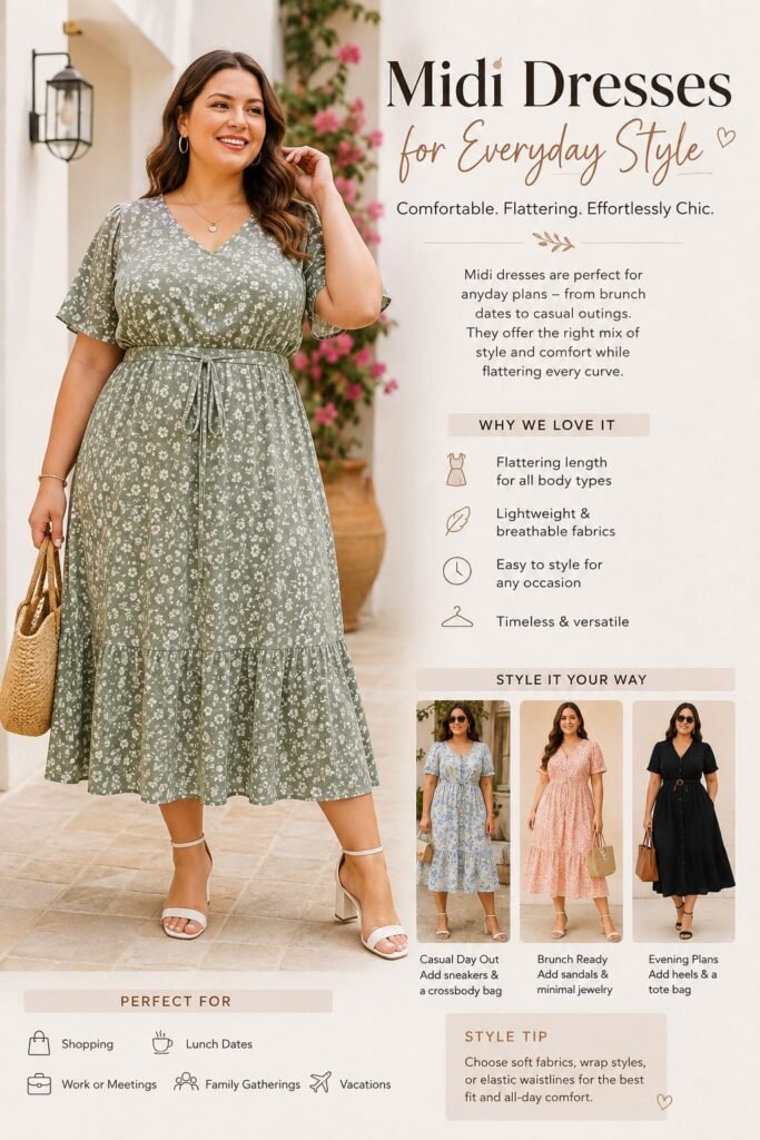 Flowy midi dress for summer
