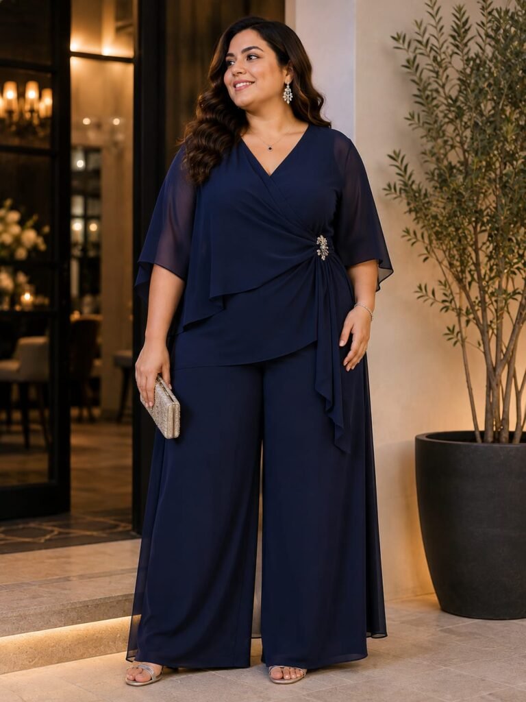 Elegant plus size evening outfit