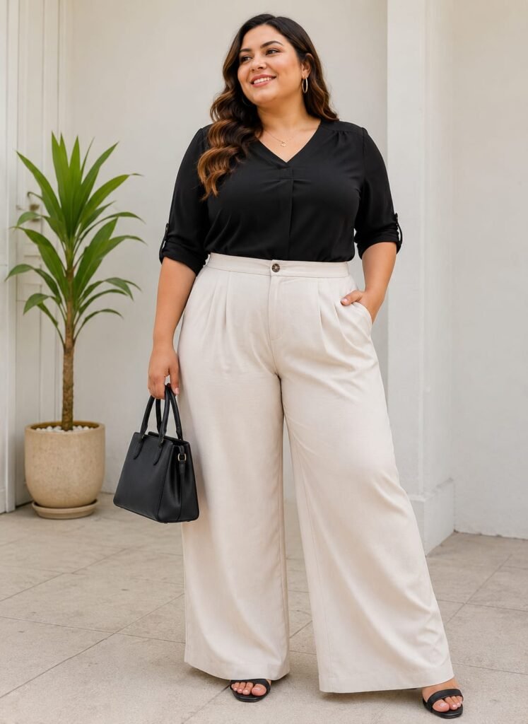 White leg pants with fitted top