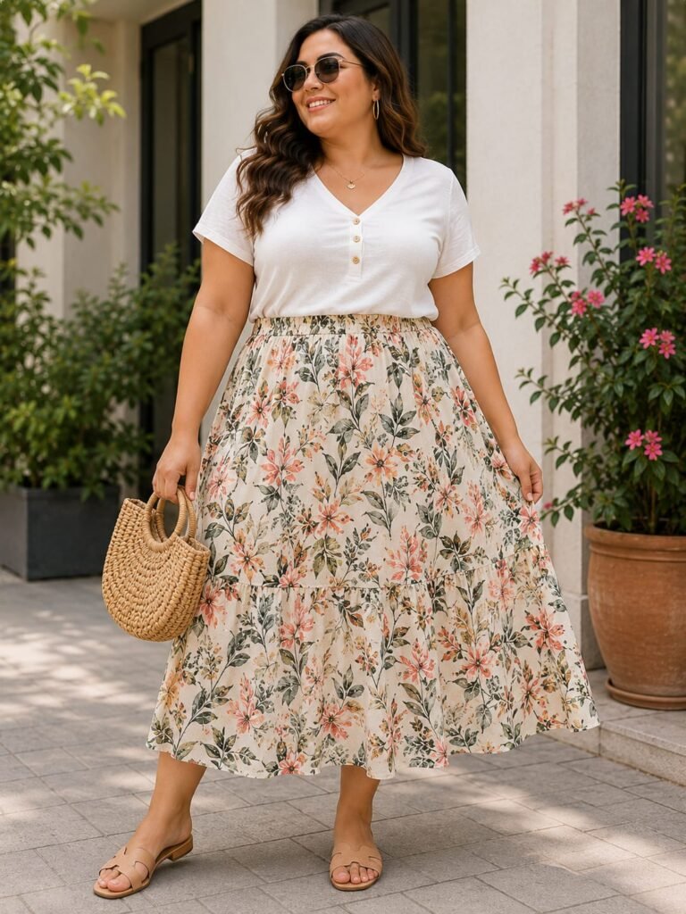 Plus size skirt with summer top