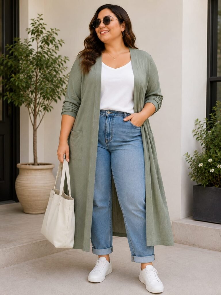 Plus size lung cardigan summer outfit