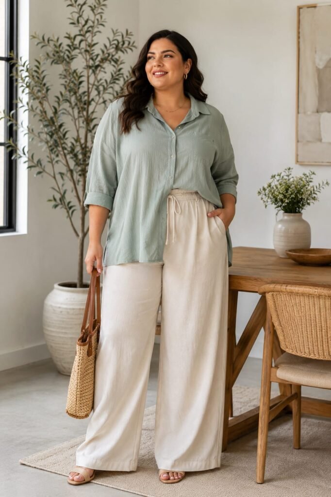 Relaxed top and wide leg pnts