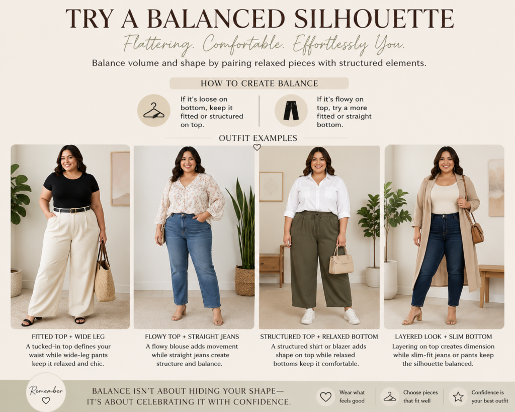 Try balanced silhouette for plus size